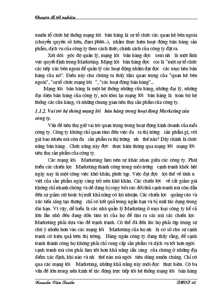 Những giải phỏp hoàn thiện hệ thống mạng lưới bỏn hàng sản phẩm của cụng ty TNHH Việt Thắng