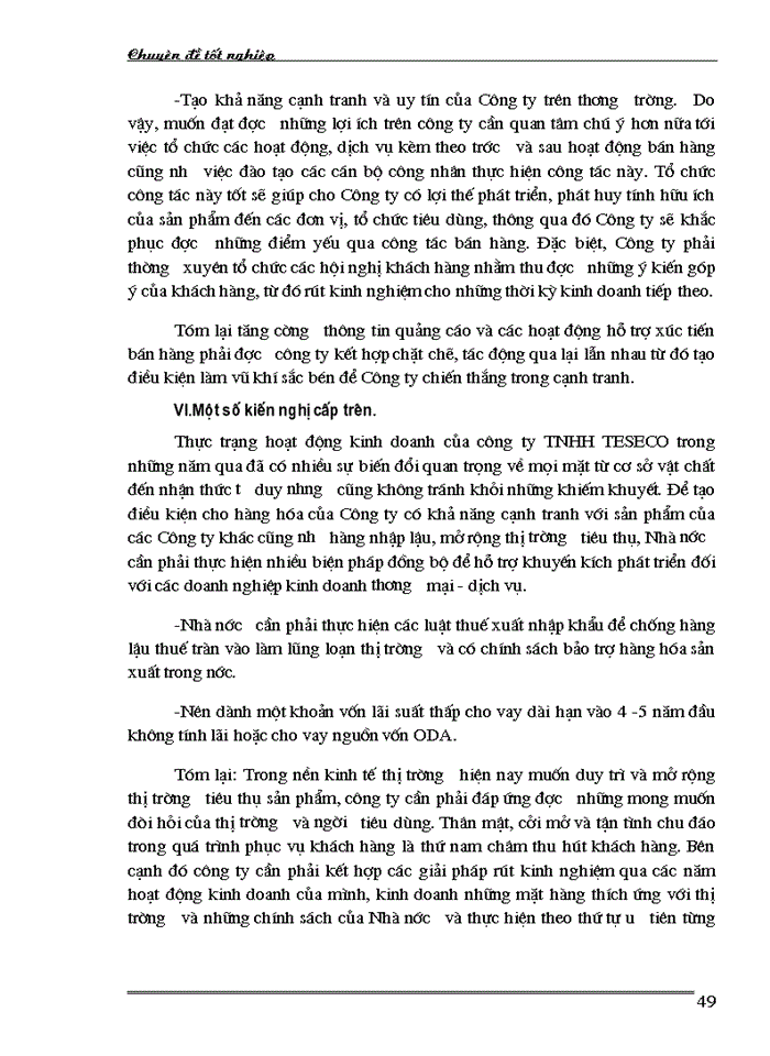 image for page Những biện pháp cơ bản góp phần duy trì và mở rộng thị trường tiêu thụ sản phẩm ở Công ty TNHH TESECO