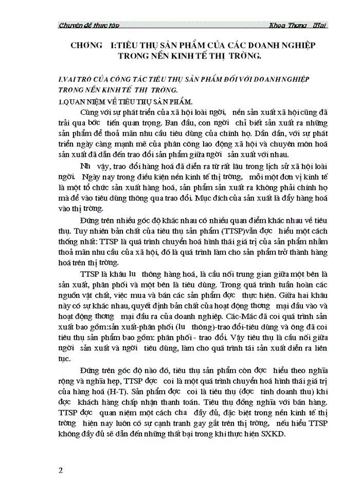 Tiêu thụ sản phẩm của các doanh nghiệp trong nền kinh tế thị trường .