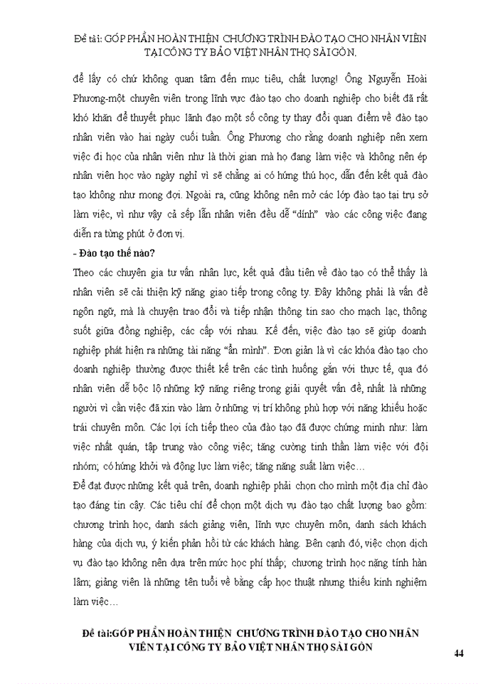 image for page Góp phần hoàn thiện  chương trình đào tạo cho nhân viên tại công ty BẢO VIỆT NHÂN THỌ SÀI GÒN