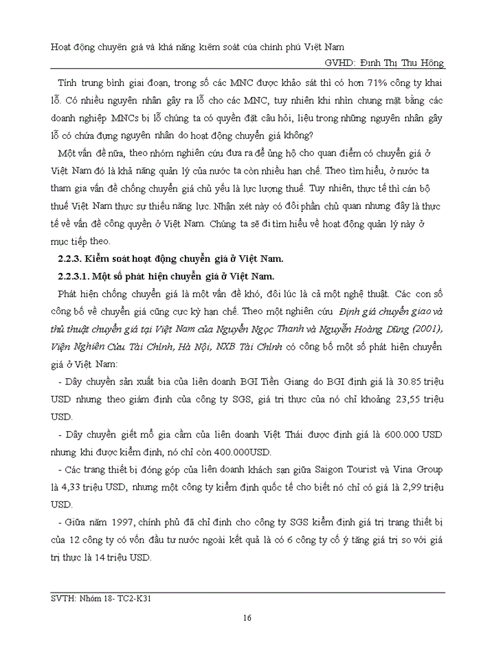 image for page Hoạt động chuyển giá và khả năng kiểm soát của CHÍNH PHỦ VIỆT NAM