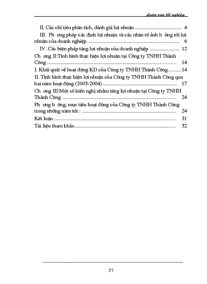 image for page Lợi nhuận và một số giải pháp chủ yếu tăng lợi nhuận tại Công ty TNHH Thành Công