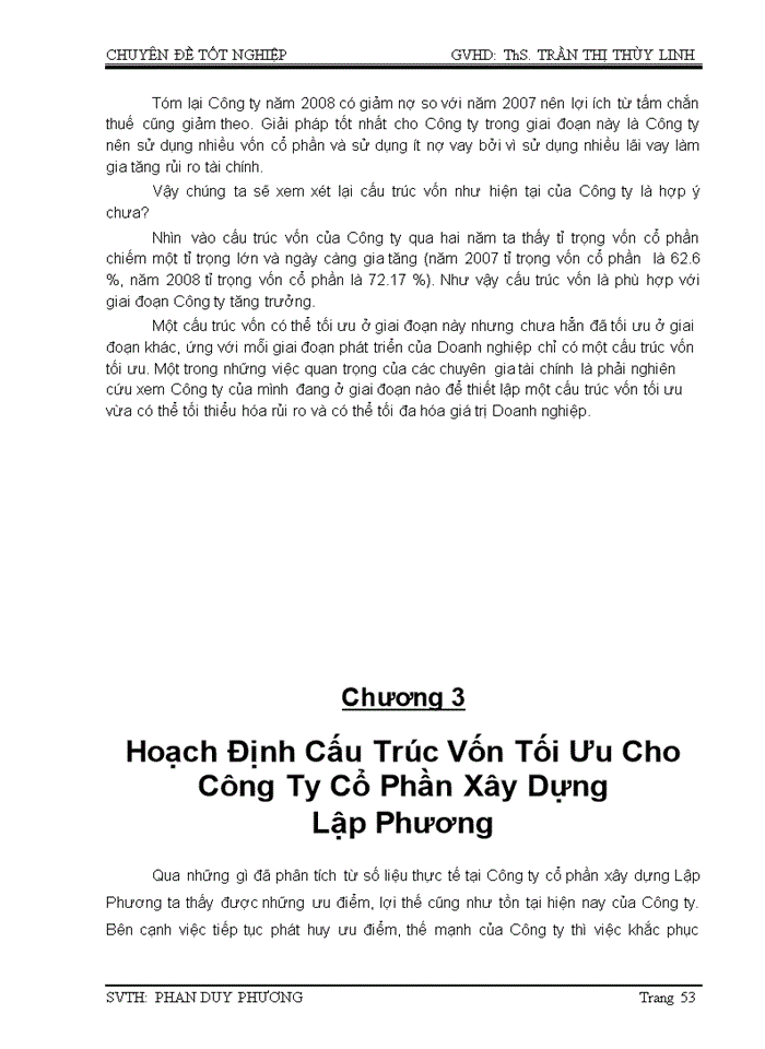 image for page Cấu trúc vốn của doanh nghiệp và hoạch định cấu trúc vốn tối ưu tại công ty cổ phần xây dựng LẬP PHƯƠNG