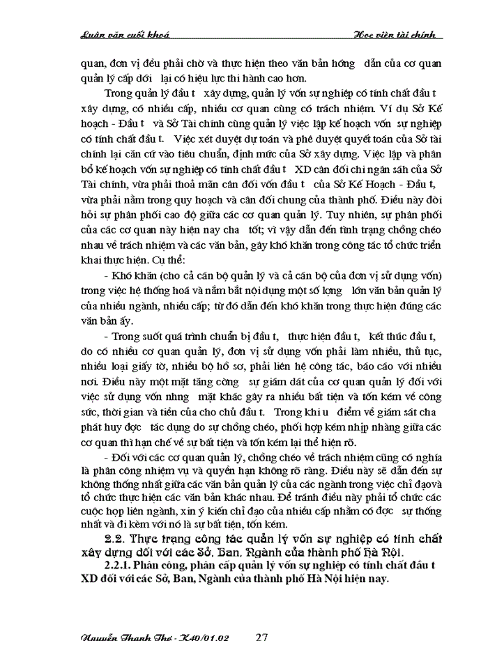 image for page Các giải pháp tăng cường quản lý vốn sự nghiệp có tính chất đầu tư xây dựng đối với các Sở, Ban, Ngành của thành phố Hà nội