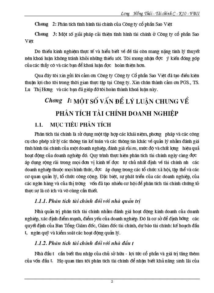 image for page Phân tích tình hình tài chính Công ty cổ phần Sao Việt