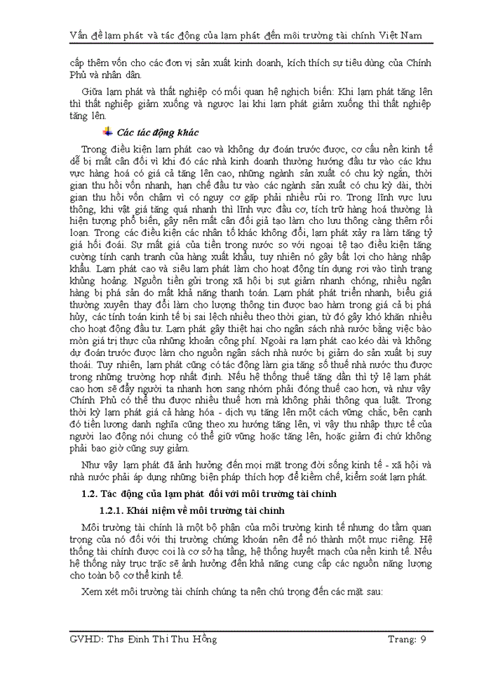 image for page Vấn đề lạm phát và tác động của lạm phát đến môi trường tài chính Việt Nam