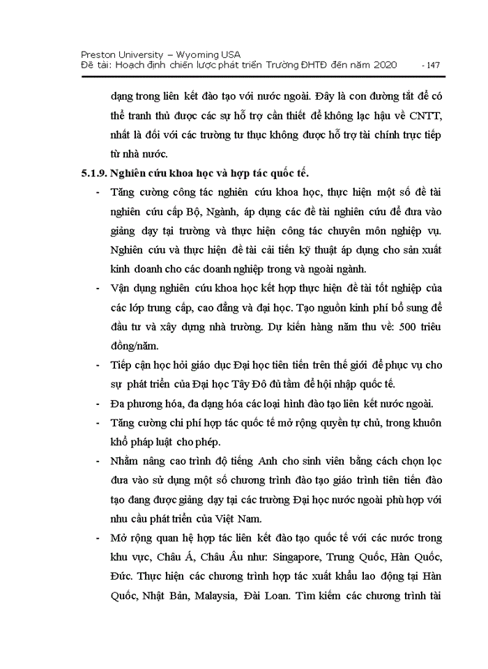 image for page Hoạch định chiến lược pht triển trường đại học ty đơ đến năm 2020