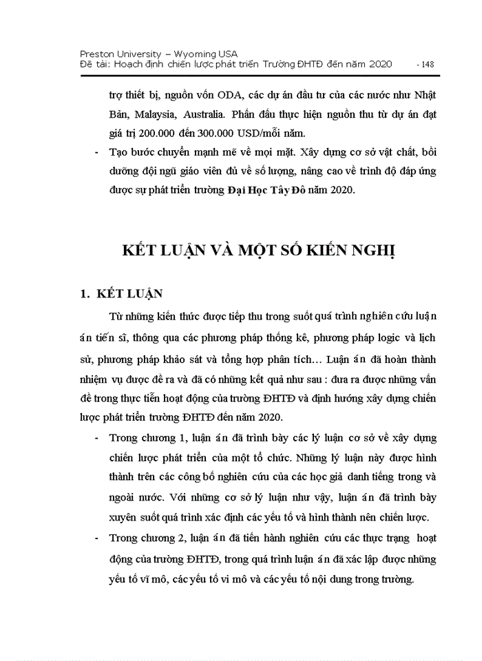 image for page Hoạch định chiến lược pht triển trường đại học ty đơ đến năm 2020