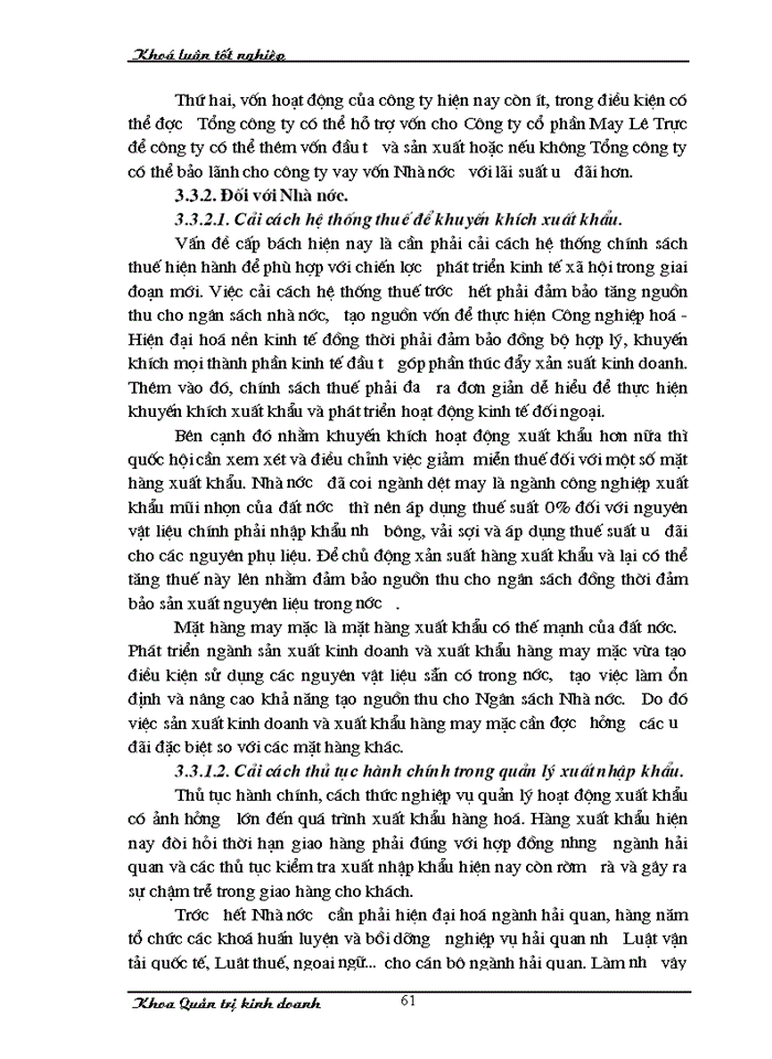 image for page Một số giải pháp nhằm thúc đẩy hoạt động xuất khẩu hàng may mặc tại Công ty cổ phần May Lê Trực