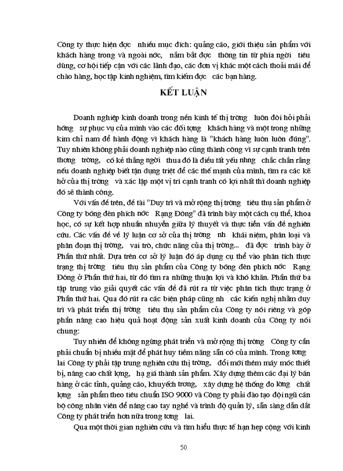 image for page Duy trì và mở rộng thị trường tiêu thụ sản phẩm ở Công ty bóng đèn phích nước Rạng Đông
