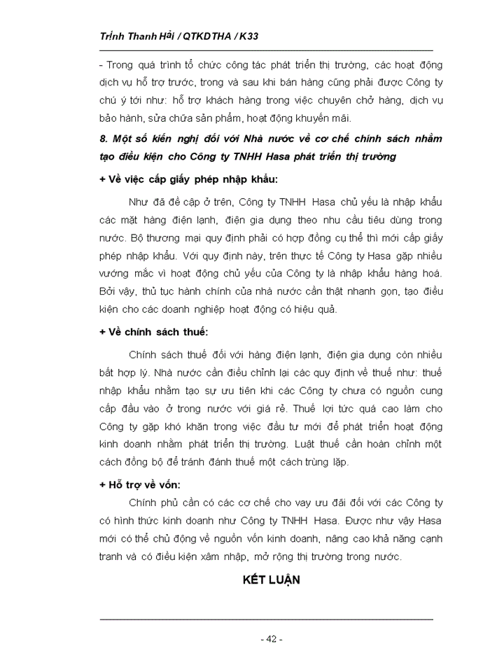 image for page Phân tích tình hình thị trường của Công ty TNHH Hasa