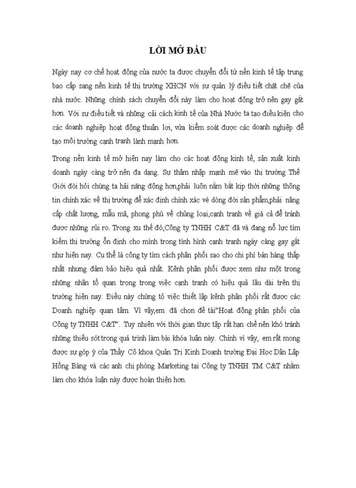 image for page Hoạt động phân phối của Công ty TNHH C&T