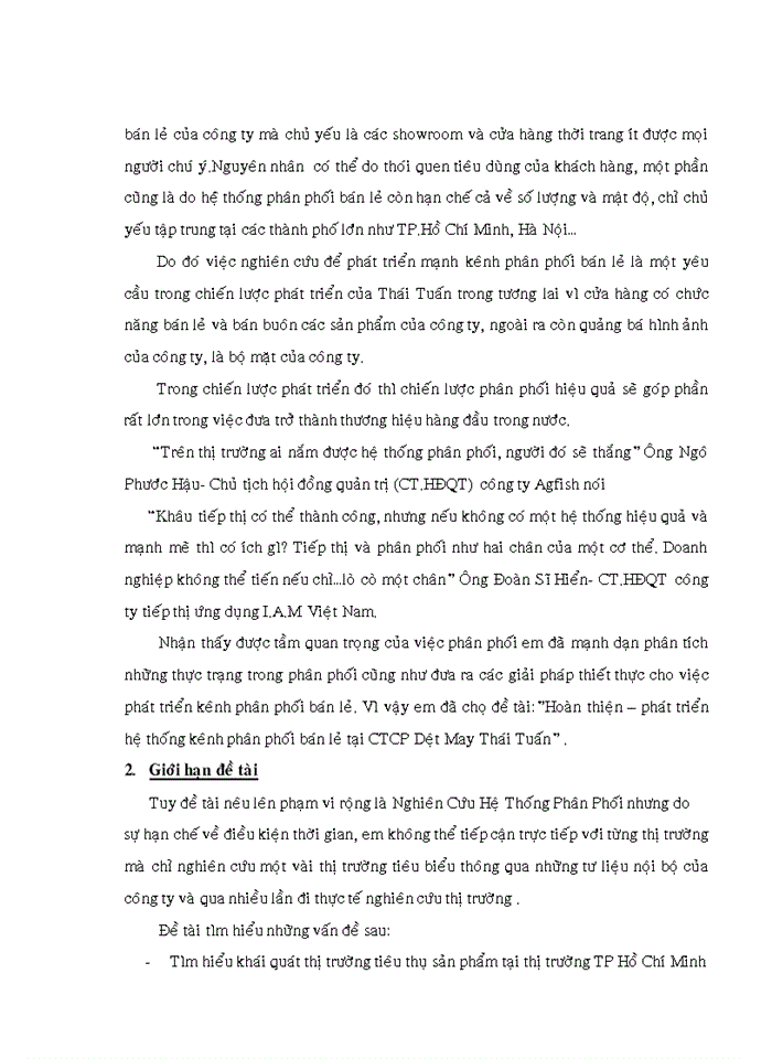 image for page Các giải pháp hoàn thiện – phát triển kênh phân phối bán lẻ tại ctcp dệt may thái tuấn