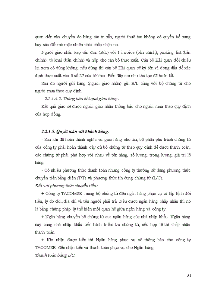 image for page Tìm hiểu quy trình giao nhận hàng hóa xuất nhập khẩu bằng đường biển và đề xuất giải pháp nâng cao hiệu quả kinh doanh tại công ty cổ phần thương mại XNH và DV          Tân Bình - TACOMSE