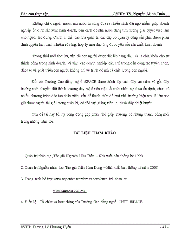 image for page Phân tích tình hình và một số biện pháp hoàn thiện tuyển dụng, đào tạo và phát triển nhân sự tại Trường Cao đẳng nghề Công nghệ thông tin iSPACE