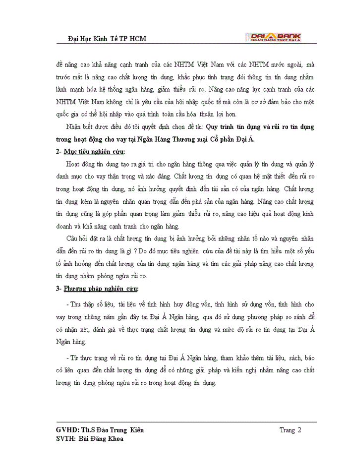 image for page Quy trình tín dụng và rủi ro tín dụng trong hoạt động cho vay tại Ngân Hàng Thương mại Cổ phần Đại Á