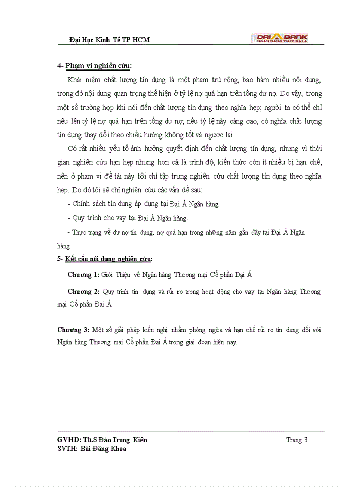 image for page Quy trình tín dụng và rủi ro tín dụng trong hoạt động cho vay tại Ngân Hàng Thương mại Cổ phần Đại Á