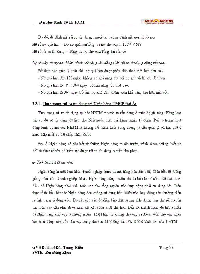 image for page Quy trình tín dụng và rủi ro tín dụng trong hoạt động cho vay tại Ngân Hàng Thương mại Cổ phần Đại Á