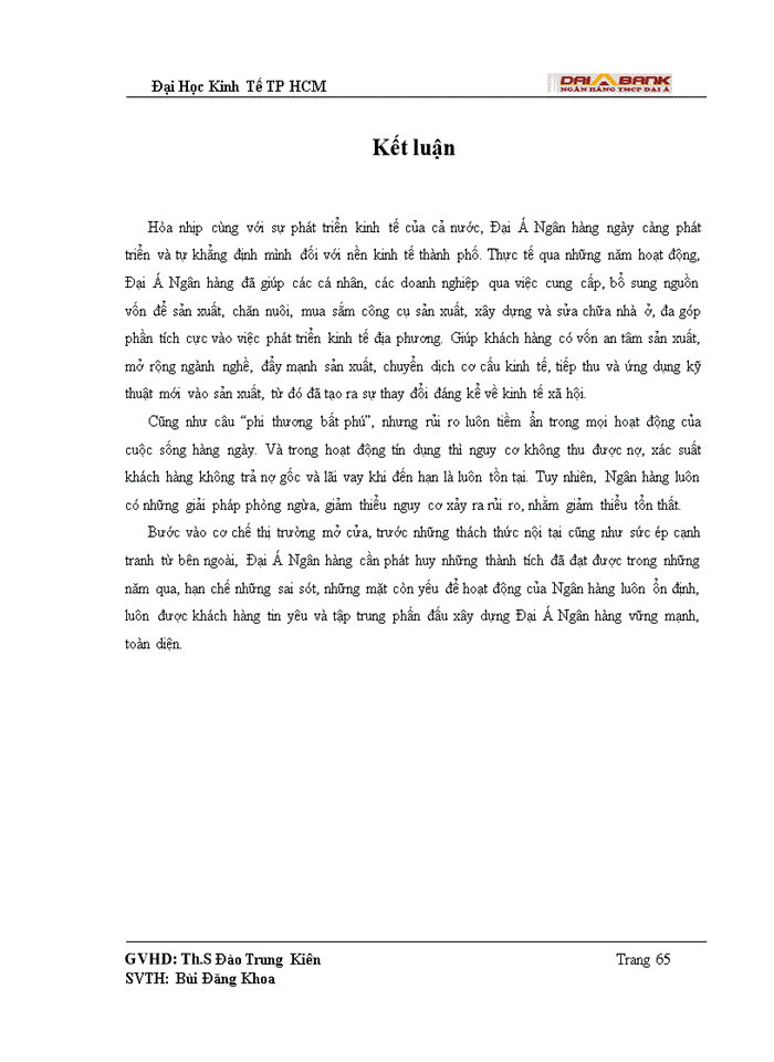 image for page Quy trình tín dụng và rủi ro tín dụng trong hoạt động cho vay tại Ngân Hàng Thương mại Cổ phần Đại Á