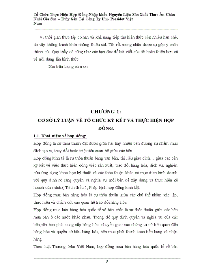 image for page Tổ chức ký kết và thực hiện hợp đồng nhập khẩu nguyên liệu sản xuất thức ăn gia súc – thủy sản tại công ty TNHH Uni-President Việt Nam