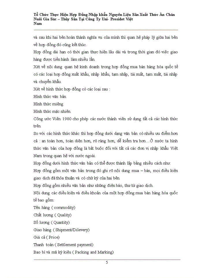 image for page Tổ chức ký kết và thực hiện hợp đồng nhập khẩu nguyên liệu sản xuất thức ăn gia súc – thủy sản tại công ty TNHH Uni-President Việt Nam