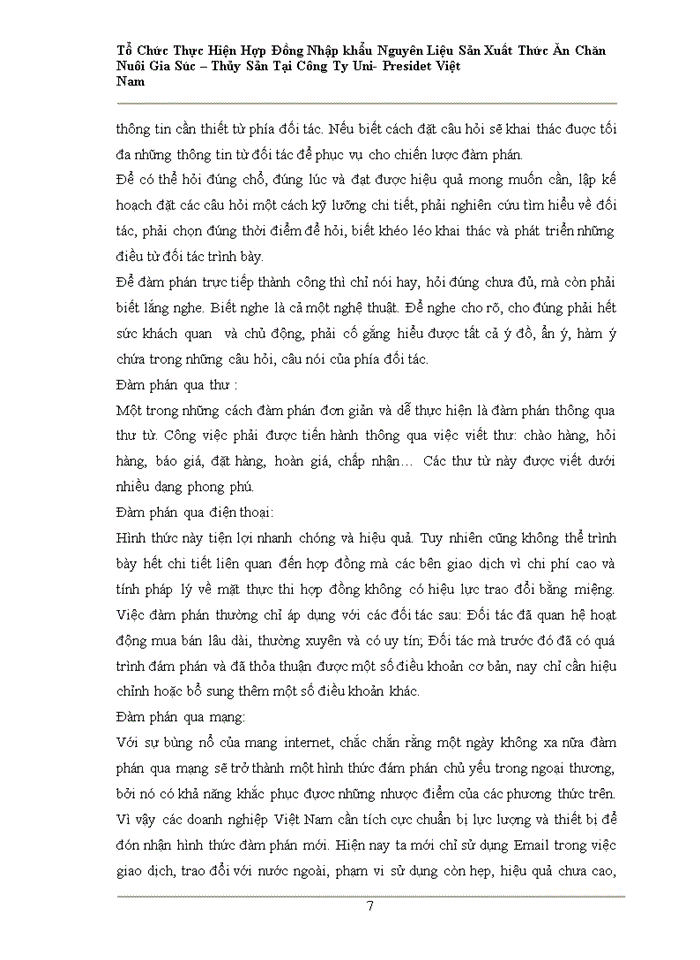 image for page Tổ chức ký kết và thực hiện hợp đồng nhập khẩu nguyên liệu sản xuất thức ăn gia súc – thủy sản tại công ty TNHH Uni-President Việt Nam