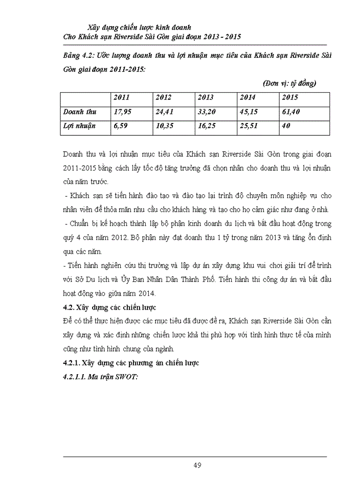 image for page Xây dựng chiến lược kinh doanh cho khách sạn RIVERSIDE Sài Gòn giai đoạn 2011- 2015