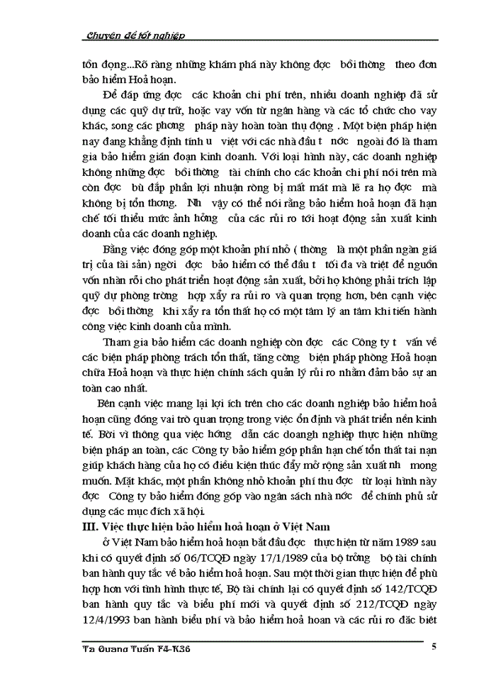 Bảo hiểm hoả hoạn thực trạng- giải pháp đối với Tổng Công ty Bảo Việt