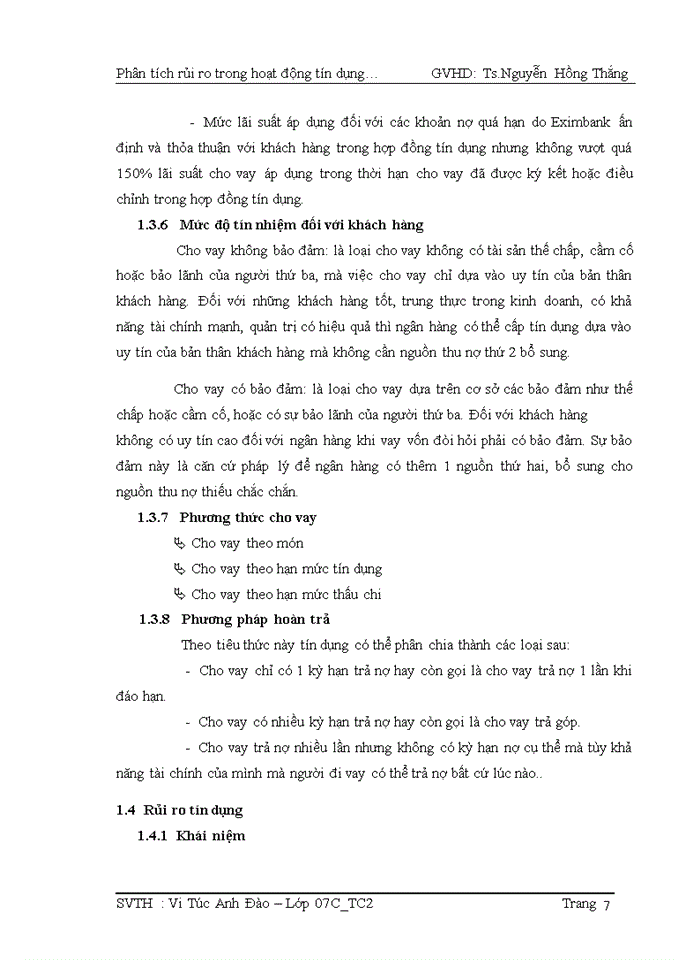 image for page Phân tích rủi ro trong hoạt động tín dụng tại ngân hàng TMCP xuất nhập khẩu Việt Nam chi nhánh Hưng Đạo (EXIMBANK_CH)