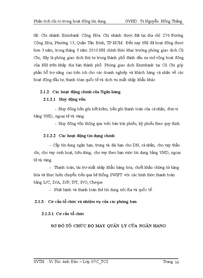 image for page Phân tích rủi ro trong hoạt động tín dụng tại ngân hàng TMCP xuất nhập khẩu Việt Nam chi nhánh Hưng Đạo (EXIMBANK_CH)