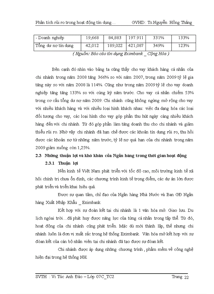 image for page Phân tích rủi ro trong hoạt động tín dụng tại ngân hàng TMCP xuất nhập khẩu Việt Nam chi nhánh Hưng Đạo (EXIMBANK_CH)