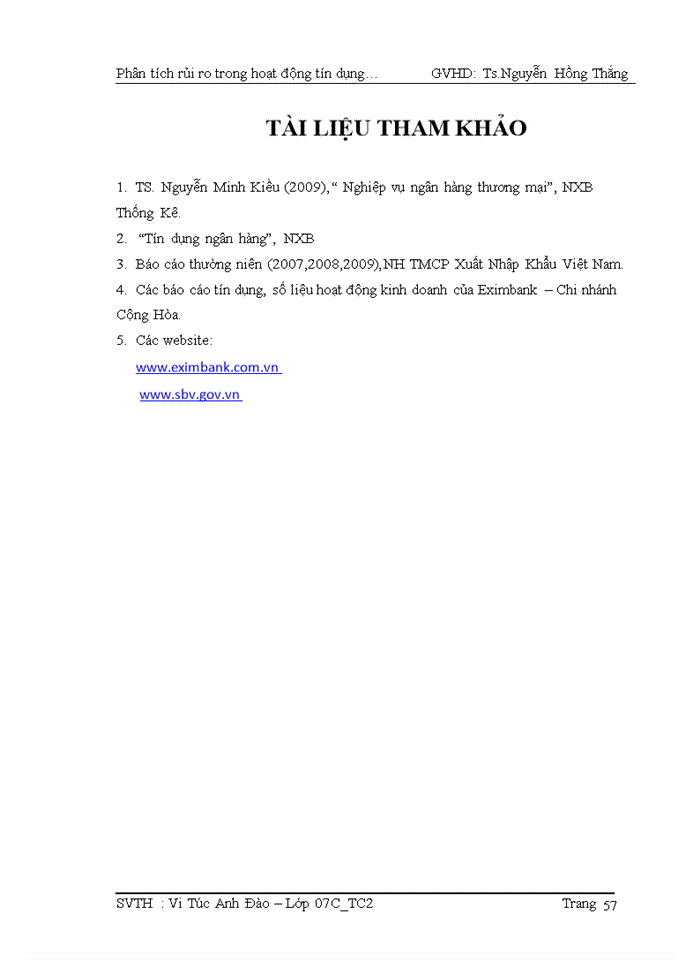 image for page Phân tích rủi ro trong hoạt động tín dụng tại ngân hàng TMCP xuất nhập khẩu Việt Nam chi nhánh Hưng Đạo (EXIMBANK_CH)