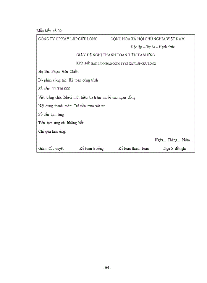 image for page Kế toán chi phí xây lắp và tính giá thành sản phẩm xây lắp tại công ty cổ phần xây lắp Cửu Long