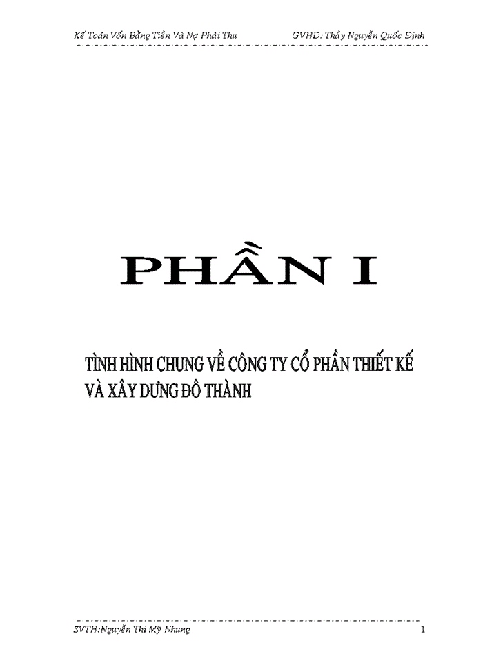 Vốn bằng tiền và nợ phải thu tại công ty cổ phần thiết kế và xây dựng đô thành