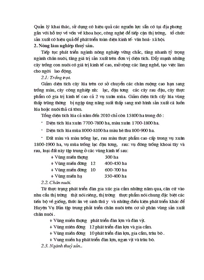 image for page Quy hoạch tổng thể phát triển kinh tế – xã hội huyện vụ bản thời kỳ đến năm 2010