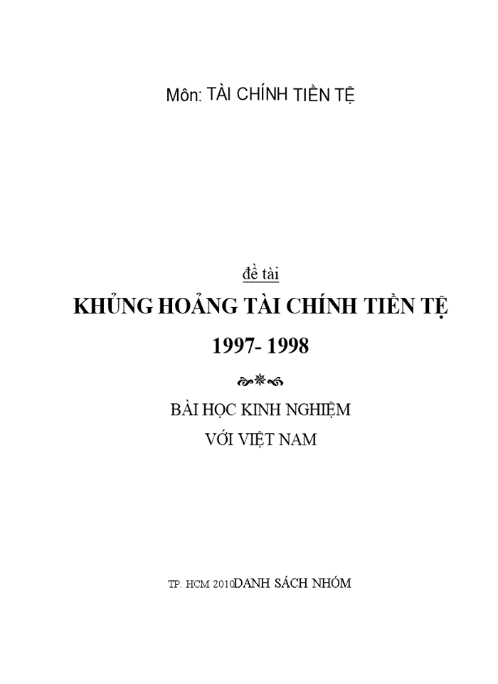 Khủng hoảng tài chính tiền tệ 1997- 1998