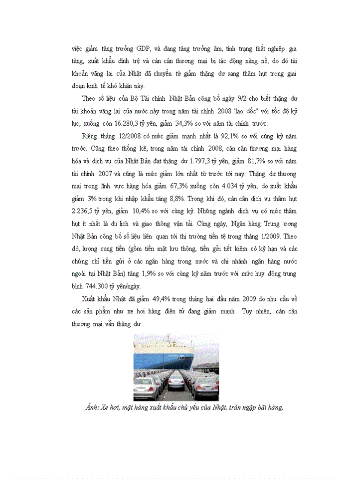 image for page Xu hướng cán cân vãng lai VIỆT NAM Hậu khủng hoảng tài chính toàn cầu