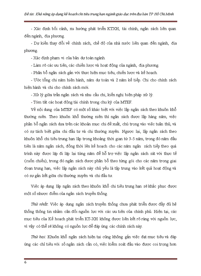 Khả năng áp dụng kế hoạch chi tiêu trung hạn ngành giáo dục trên địa bàn TP Hồ Chí Minh