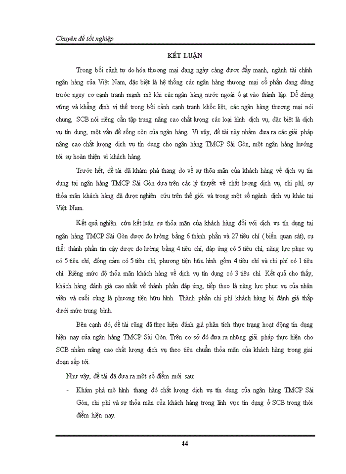 image for page Sự thỏa mãn của khách hàng đối với dịch vụ tín dụng tại ngân hàng TMCP Sài gòn ( SCB )
