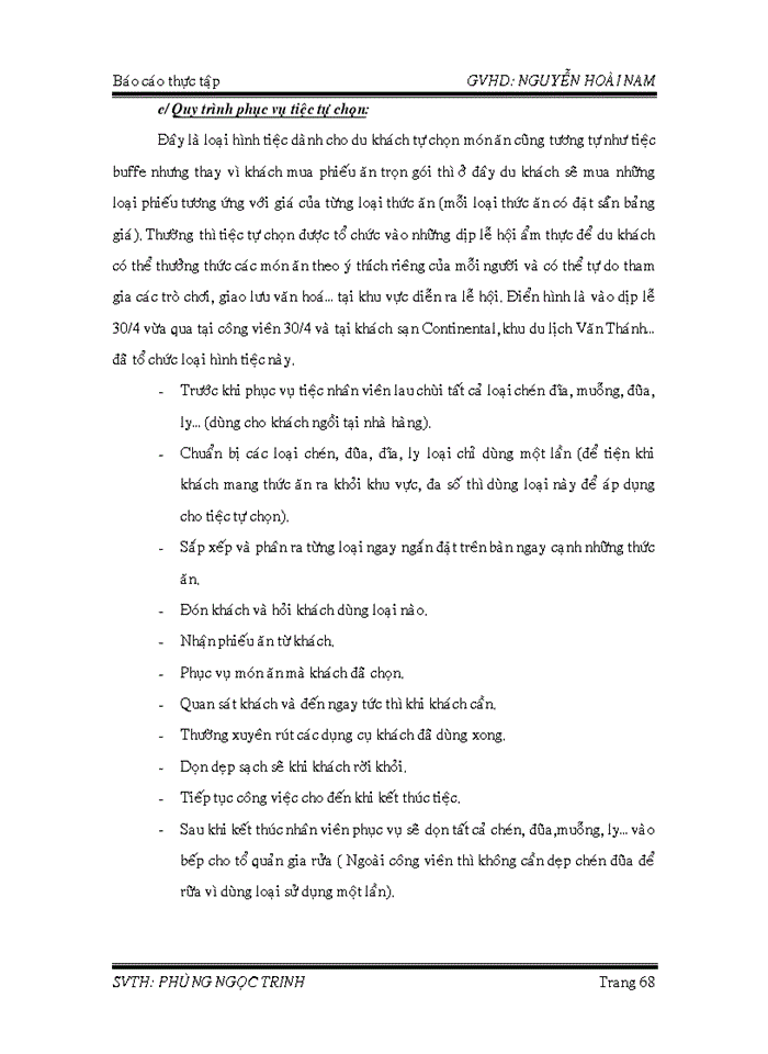 image for page Quy trình phục vụ các loại tiệc của bộ phận F&B