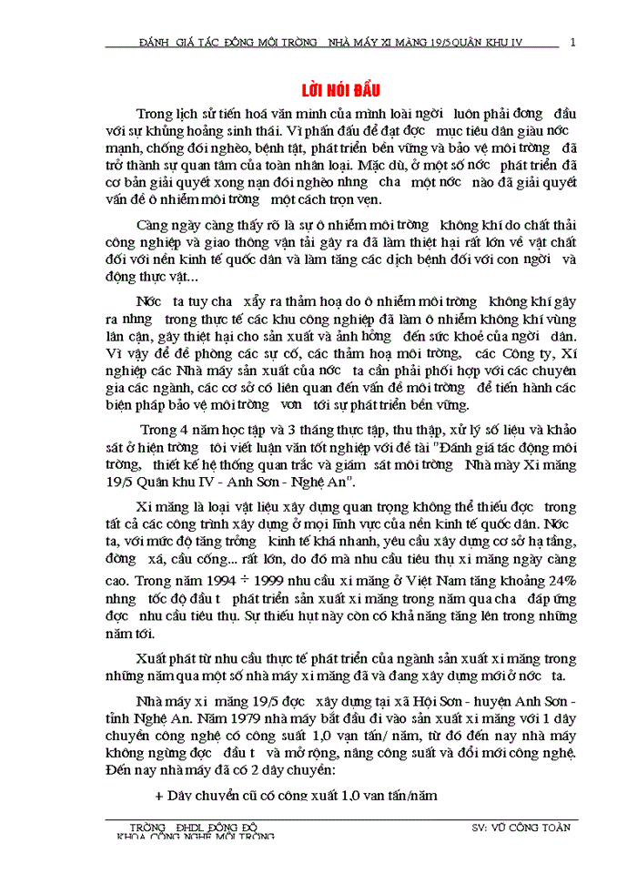 image for page Đánh giá tác động môi trường, thiết kế hệ thống quan trắc và giám  sát môi trường Nhà mày Xi măng 19/5 Quân khu IV - Anh Sơn - Nghệ An