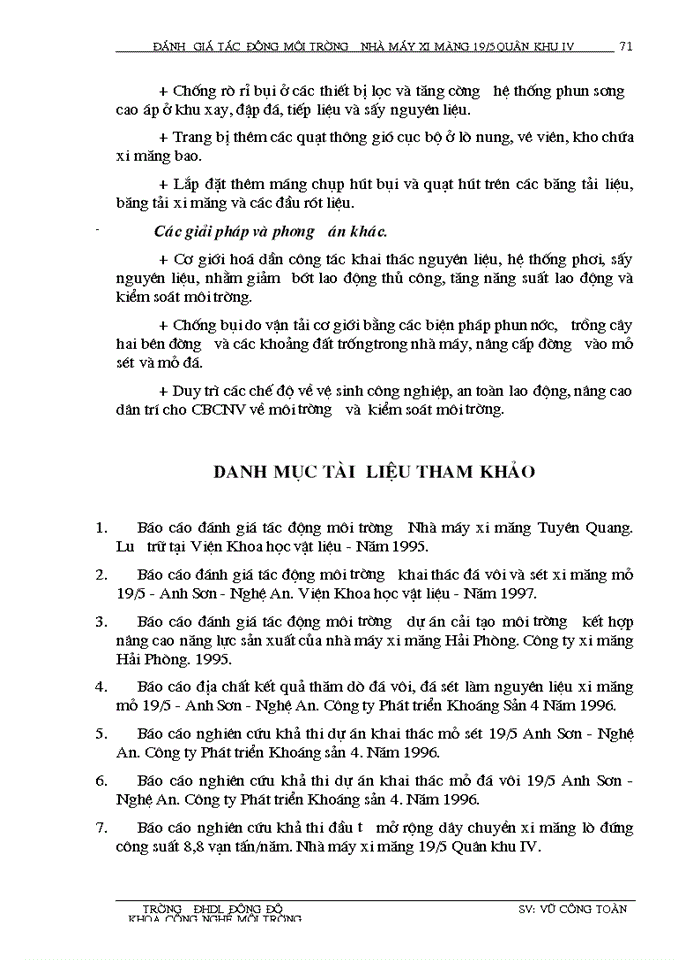 image for page Đánh giá tác động môi trường, thiết kế hệ thống quan trắc và giám  sát môi trường Nhà mày Xi măng 19/5 Quân khu IV - Anh Sơn - Nghệ An