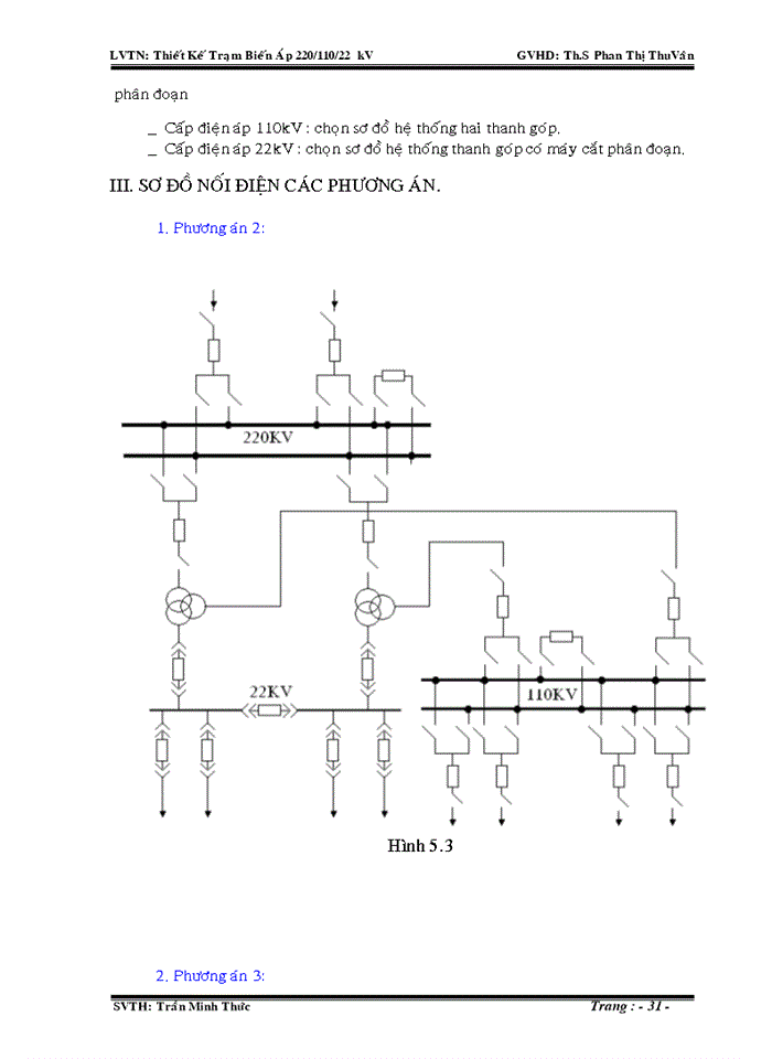 Thiết kế trạm biến áp 220/110/22KV