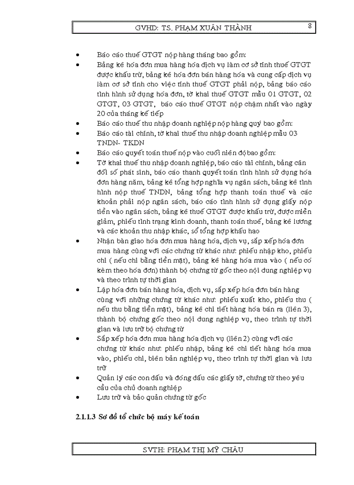 image for page Các hành phần trong báo cáo thuế