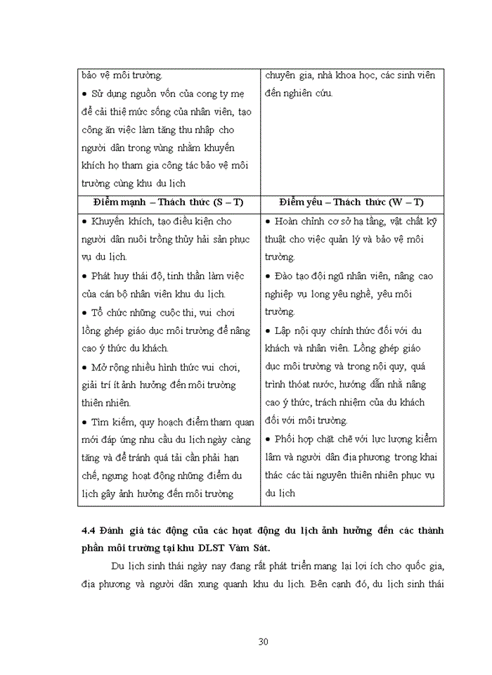 image for page Đánh giá hiện trạng và các tác động của hoạt động du lịch ảnh hưởng đến các thành phần môi trường và đề xuất các biện pháp giảm thiểu tại khu du lịch sinh thái vàm sát
