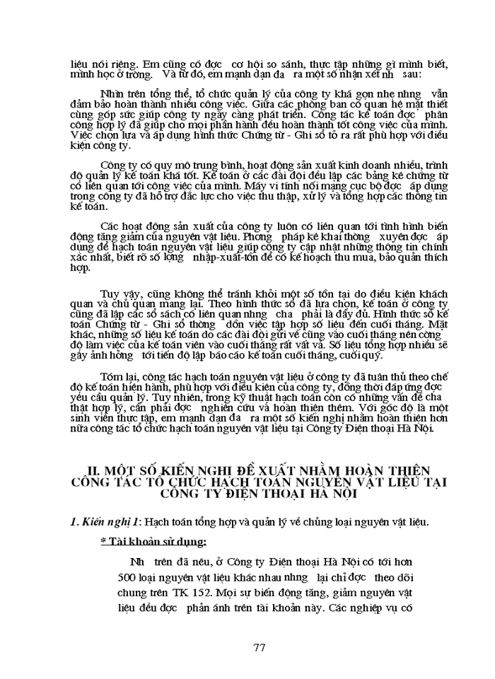 image for page Hạch toán chi tiết nguyên liệu, vật liệu với việc nâng cao hiệu quả sử dụng vốn lưu động trong sản xuất kinh doanh tại Công ty Điện thoại Hà Nội