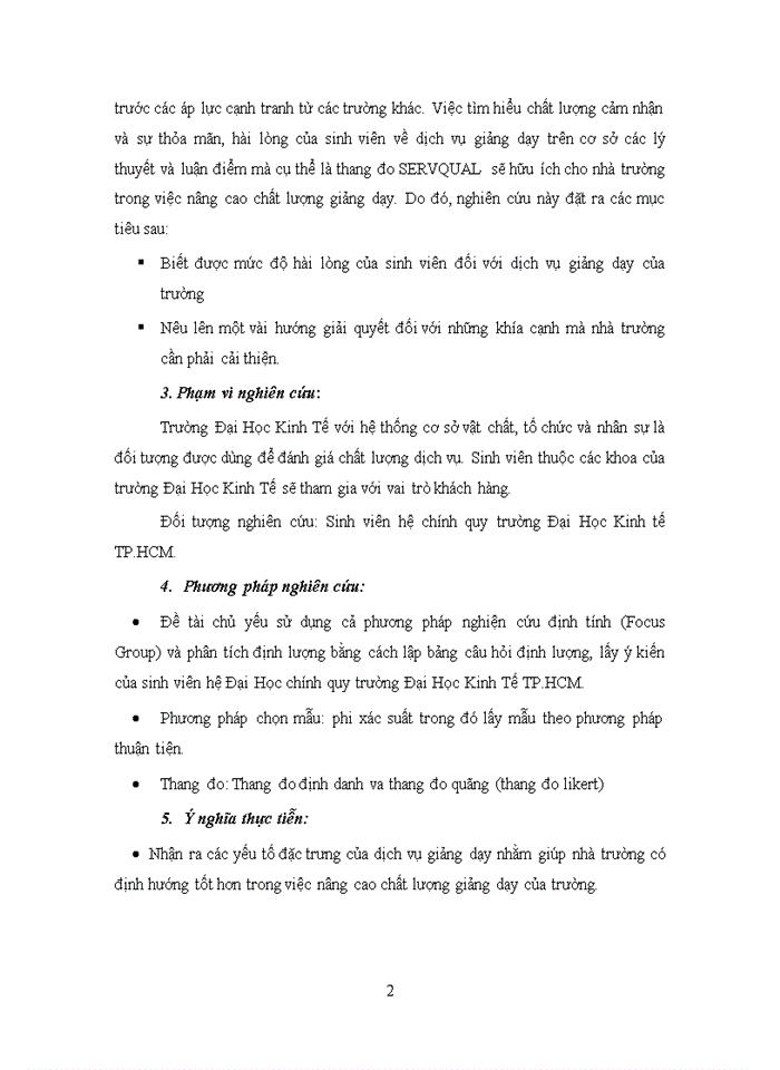 image for page Khảo sát sự hài lòng của sinh viên hệ Đại Học chính quy đối với dịch vụ giảng dạy của trường Đại Học Kinh Tế TP. HCM