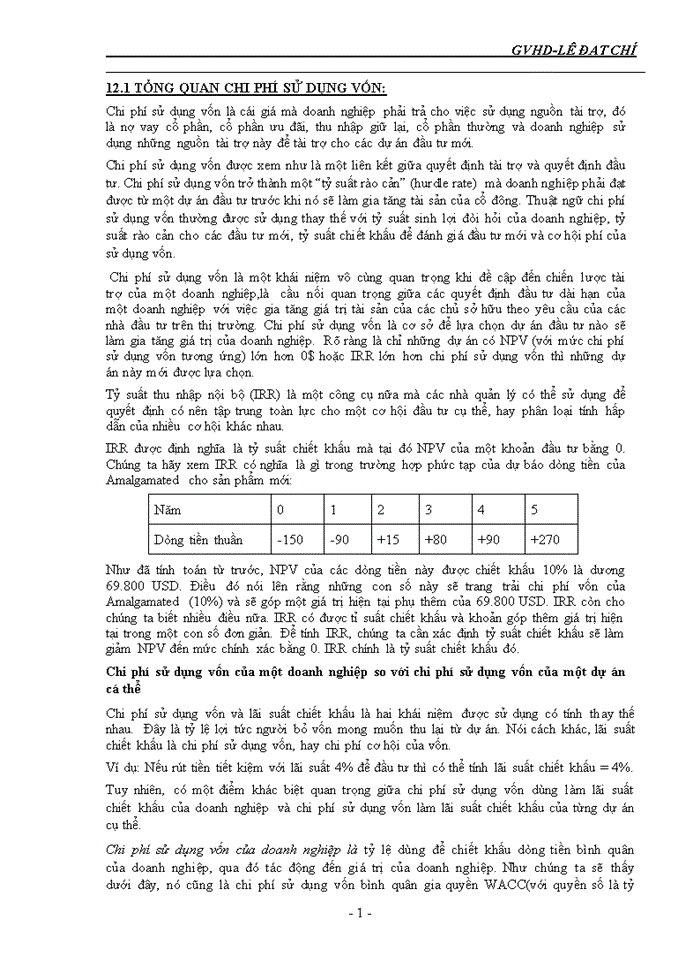 image for page Chi phí sử dụng vốn