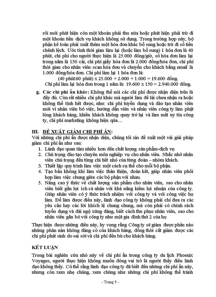 image for page Nhận dạng và tính chi phí ẩn tại công ty du lịch phoenix voyages