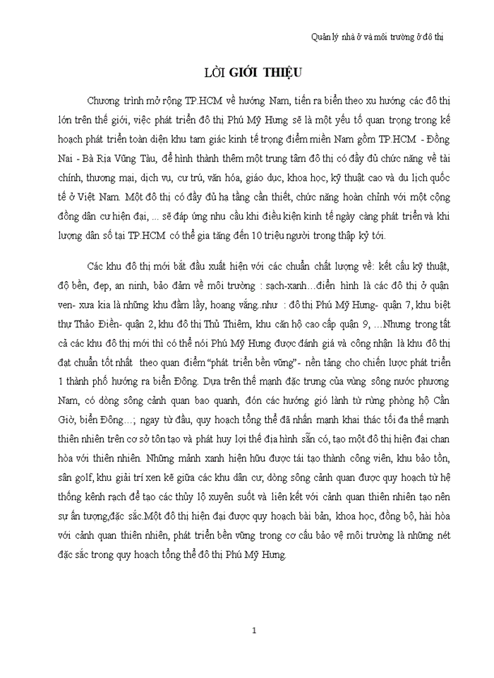 image for page Quản lý nhà ở và môi trường ở đô thị